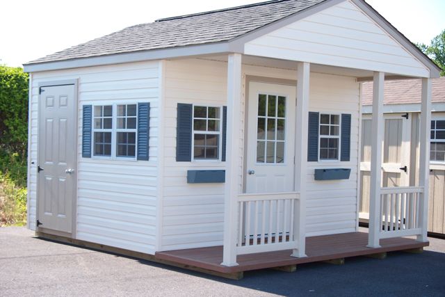 Porch Patio white house with blue and side door option