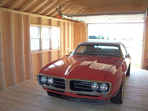 car parked inside workshop garage