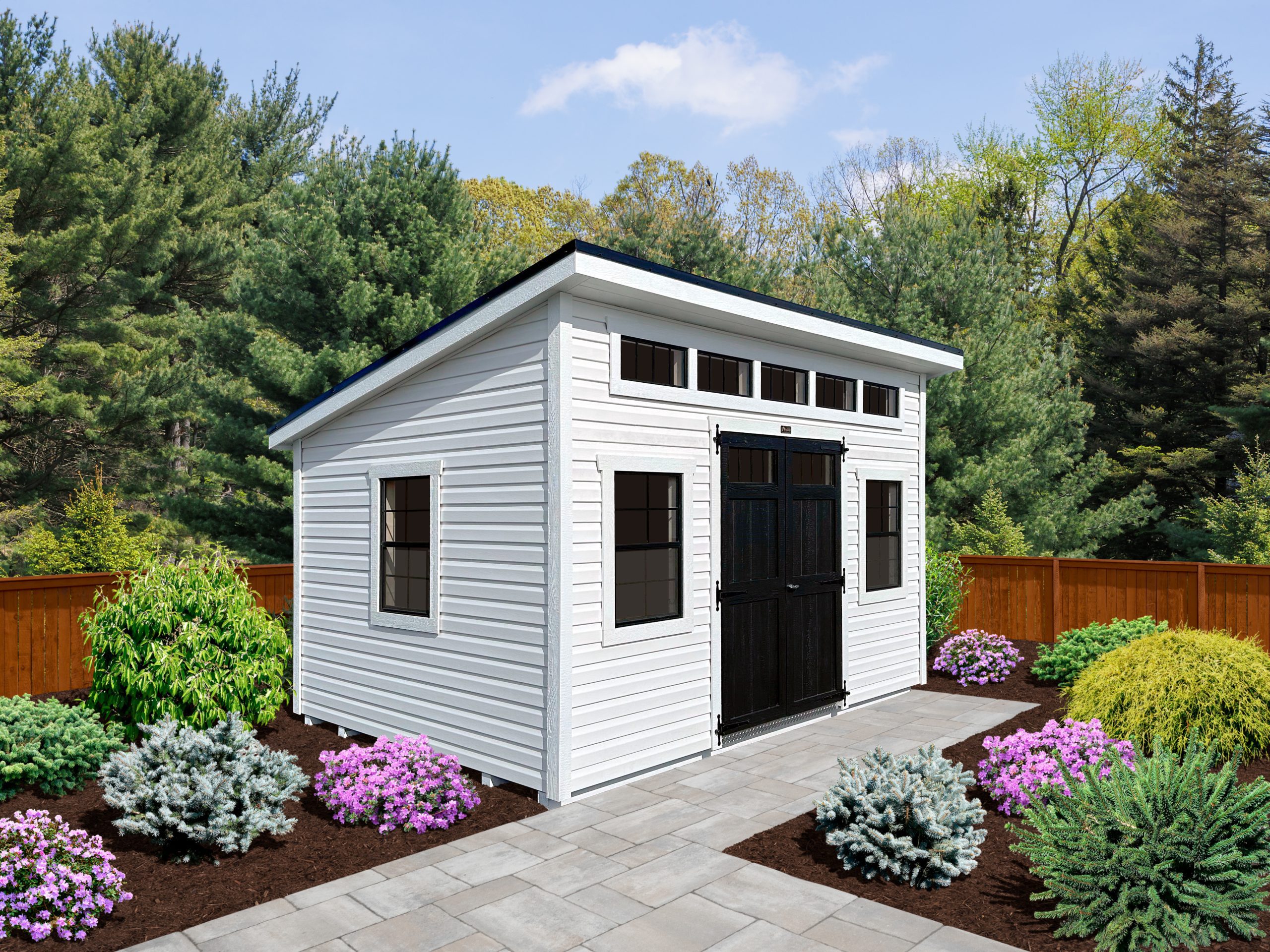 modern studio shed in a garden